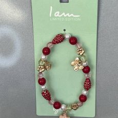 دستبند "I am" مدل Limited Edition با طرح توت فرنگی و گل