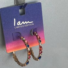 گوشواره‌های حلقه‌ای نگین‌دار رنگی برند Iam Limited Edition