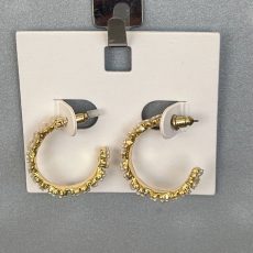گوشواره حلقه‌ای طلایی مدل Shiny Crystal برند I am