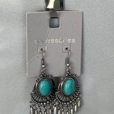 گوشواره نقره‌ ای مدل فیروزه ای افسونگر برند Accessories