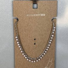 پابند نقره‌ای با آویز مرواریدی "Accessories" مدل تزئینی