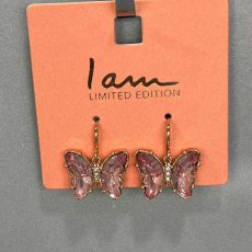 گوشواره پروانه‌ای صورتی برند "I am"