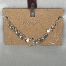 پابند زنجیری نقره‌ ای با آویزهای برگ برند Accessories