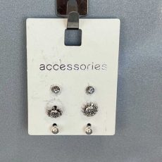ست گوشواره سه جفتی نقره‌ ای برند Accessories