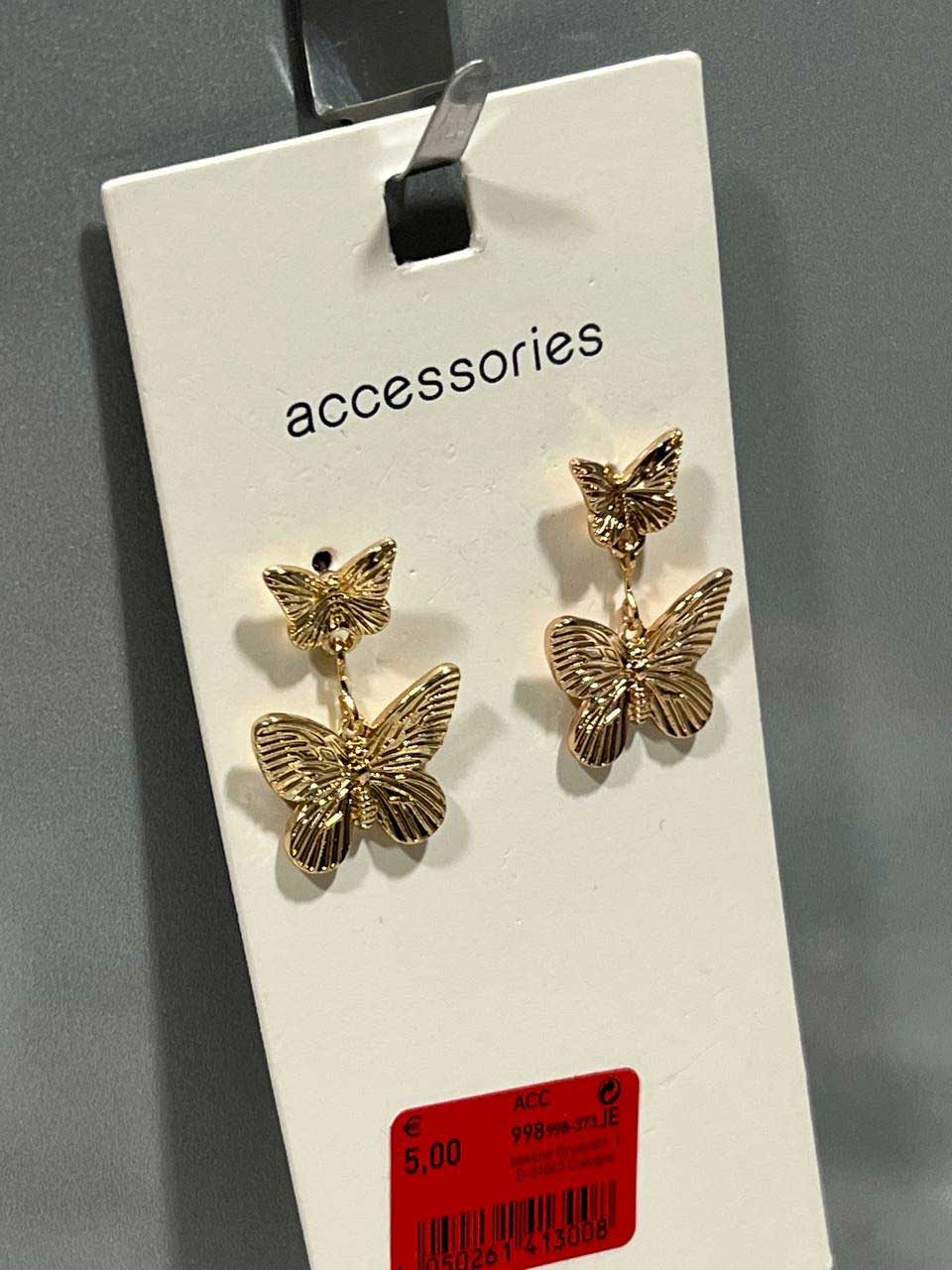 گوشواره آویز طلایی طرح پروانه برند Accessories