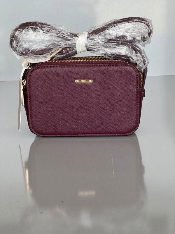 کیف چرم مصنوعی کراس بادی برند تاش مدل Burgundy Charm 💼✨