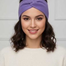 هدبند بافتنی بنفش یاسی