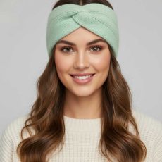 هدبند بافتنی سبز نعنایی